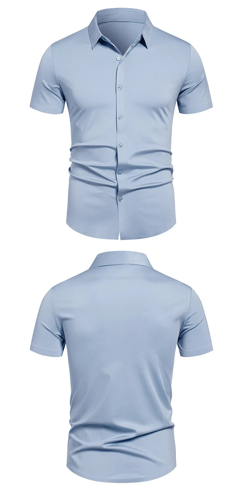 Herren Stretch Hemd Bügelfreie Hemden Regular Fit Kurzarm Stretch Business Casual Button-Down Hemden