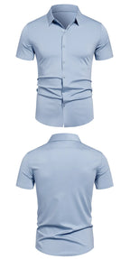 Herren Stretch Hemd Bügelfreie Hemden Regular Fit Kurzarm Stretch Business Casual Button-Down Hemden