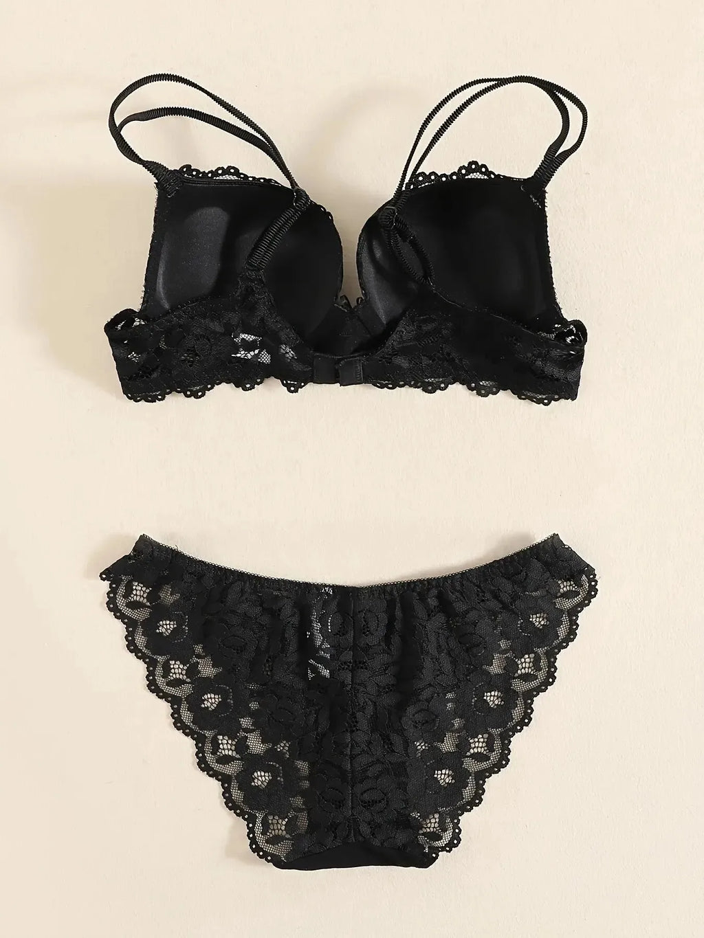 1 Set Elegantes Dessous-Set aus Spitze mit Stickerei und atmungsaktivem Stoff: Push-Up-BH, transparenter Schlüpfer mit tiefem Bund – das ultimative Valentinstagsgeschenk