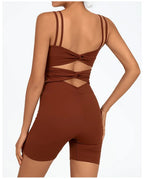 Greenora Damen Workout Strampler Sexy Rückenfrei Yoga Overall Eng Anliegend Body Fitness Activewear Ärmellose Sportbekleidung Einteiler