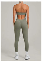 Damen Yoga Jumpsuits Sport Fitness Einteiler Schönheits-Rückengurt Tasche Hüfthebend Slim Fit Laufen Workout Training Bodysuit