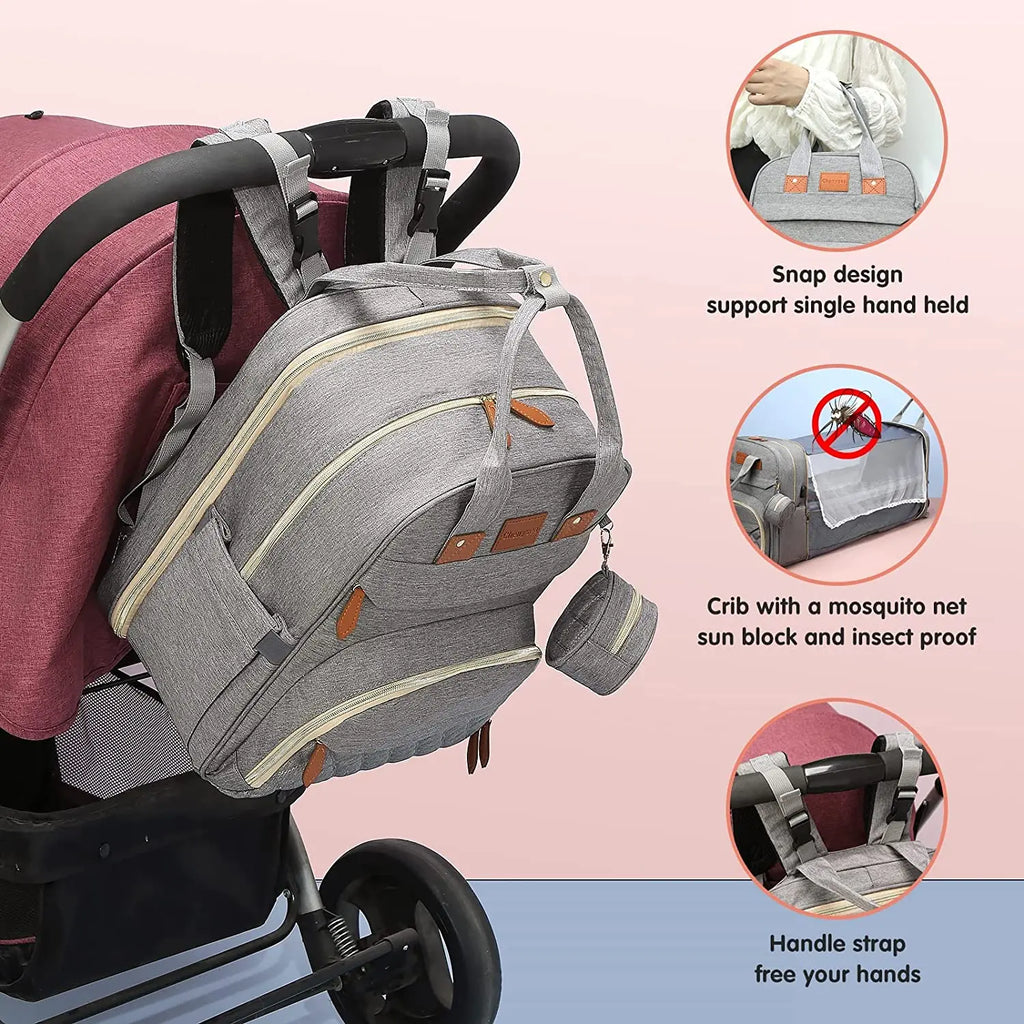 3-in-1-Wickeltaschen-Rucksack, faltbares Babybett, wasserdichte Reisetasche mit USB-Ladefunktion, Wickeltaschen-Rucksack mit Wickelbett, 3 Typen