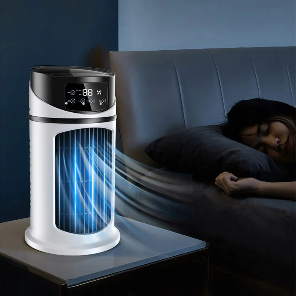 Tragbarer Klimaanlagen-Tischventilator, Sprühbefeuchter, Luftkühlungsventilator, Zeitschaltung, zirkulierender Wind, leiser elektrischer Ventilator für Zuhause und Büro