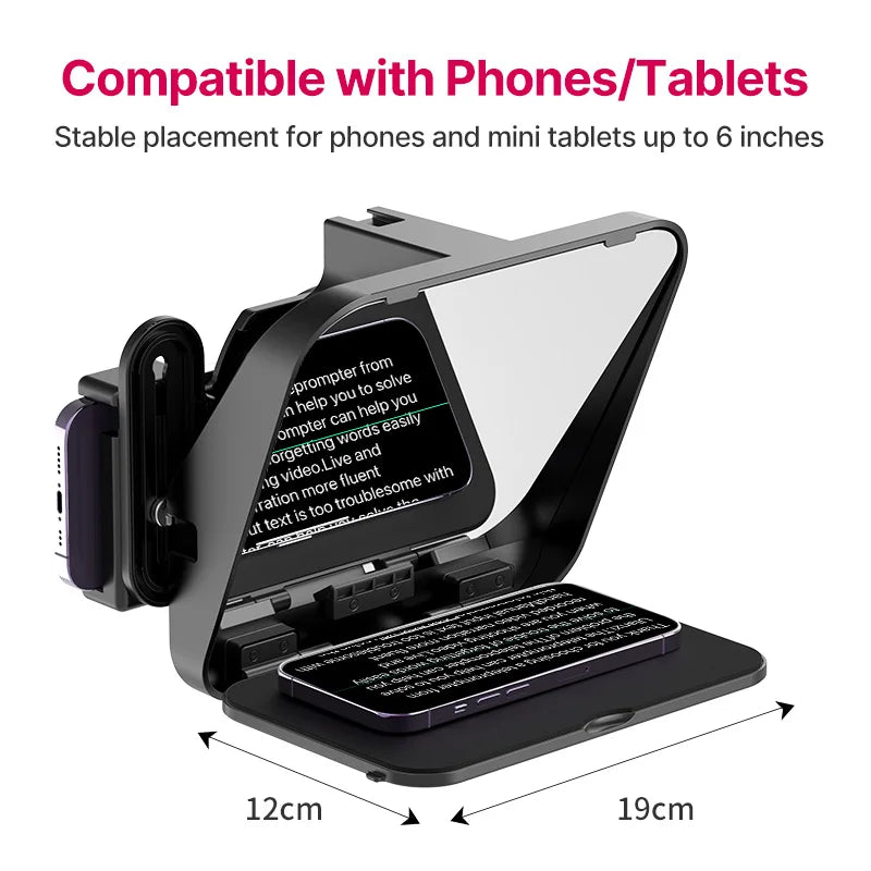 Ulanzi RT02 Universal-Teleprompter Prompter DSLR-Kamera Smartphone Tablet Laptop-Teleprompter Live-Streaming Videoaufnahme