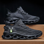 YRZL Herren Sportschuhe Laufen Schwarz Jogging Freizeit Sneaker Outdoor Atmungsaktives Mesh Damen Leichte Stoßdämpfung Schwarz Tennis