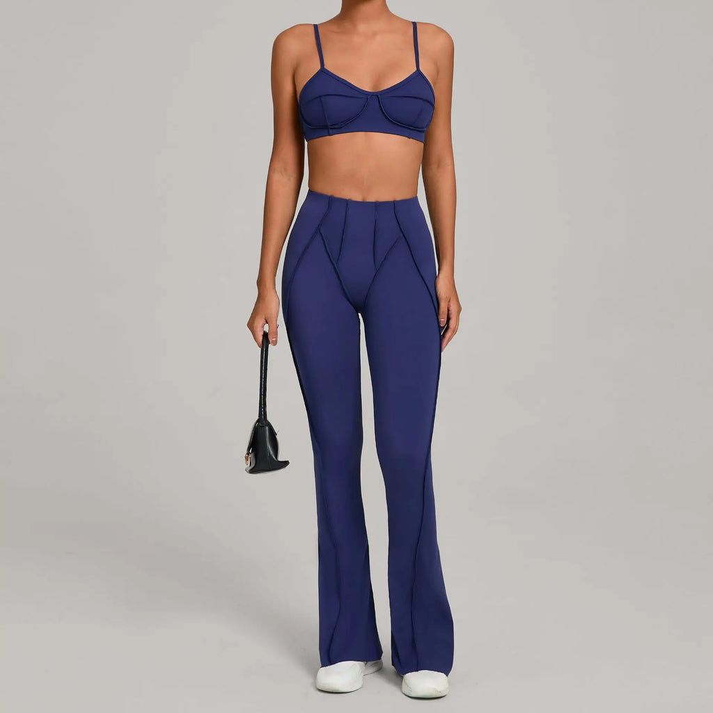 Nahtlose Yoga-Sets Sport-Fitness Hochbund-Hüfthebe-Formhose Rückenfreier BH-Anzug Workout-Gym-Leggings-Sets für Damen
