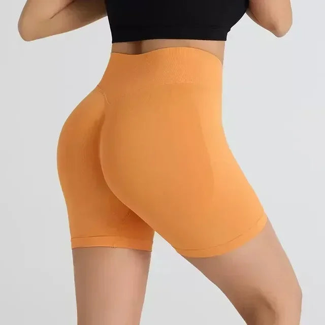 TEVEO Damen Yoga Shorts Dehnbar Atmungsaktiv Peach Butt Lift Fitness Laufshorts High Waist Stretch Schweißableitend