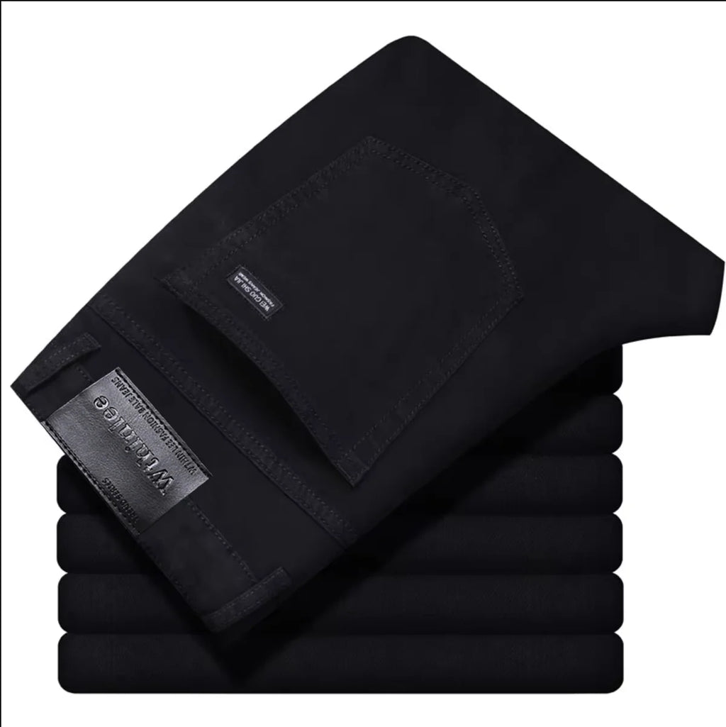 Wthinlee Neue Business-Herrenjeans Lässige Gerade Stretch Fashion Klassische Blau-Schwarze Arbeitsjeans Hose Männer Kleidung