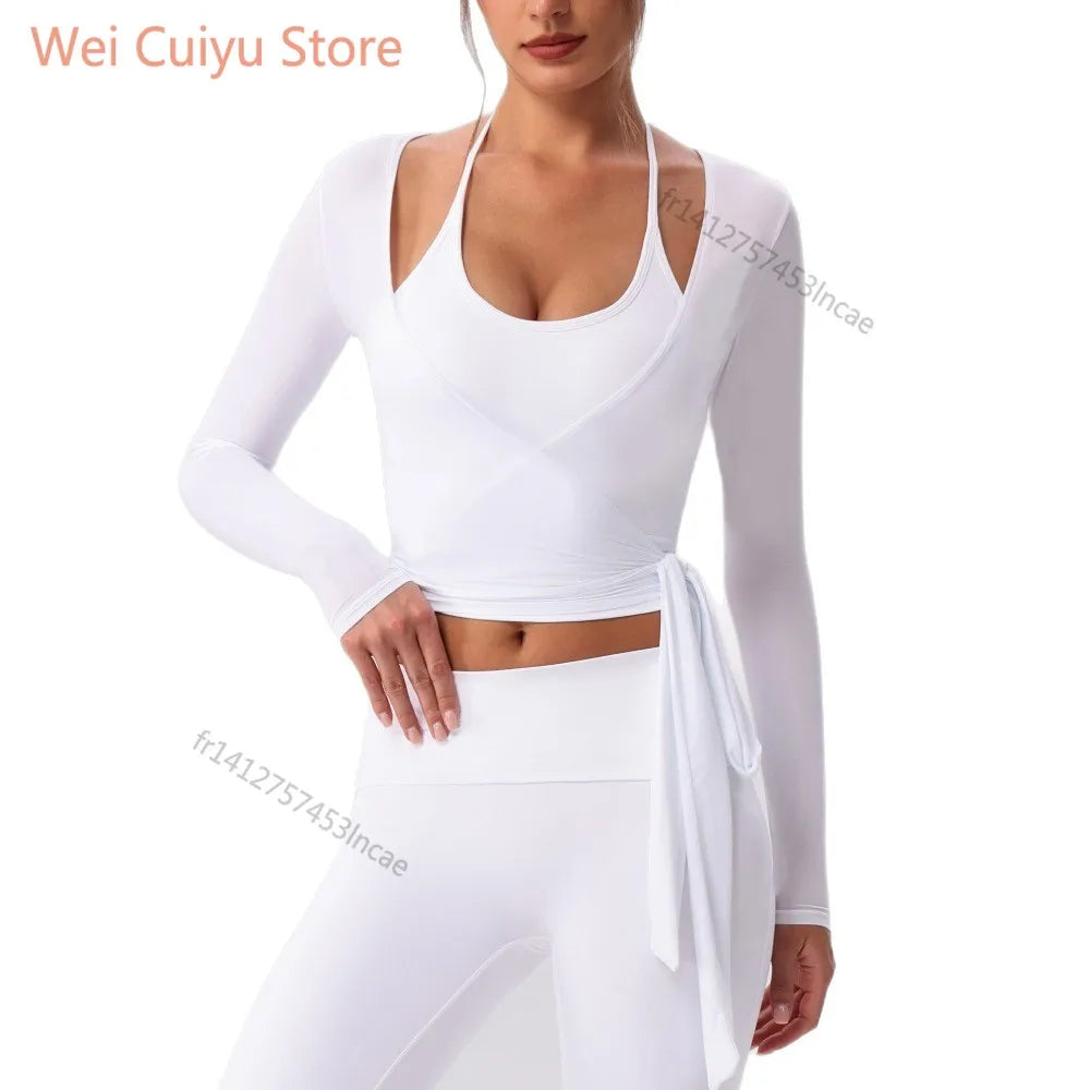 Yoga Sportshirt Blusen Pilates Crop Top Fitness Damen Langarm T-Shirt Oberteile Sweatshirt Sportbekleidung Damen Gym Yoga Kleidung