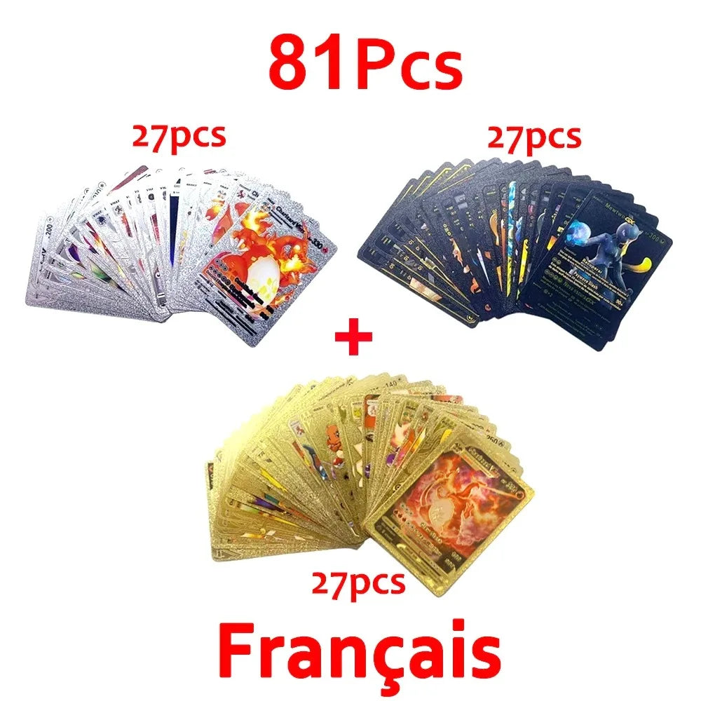 30-165 Stück Gold Pokemon Bunte Kartenset Schwarz Vmax Vstar Silber GX Box Pikachu Carta Glurak Deutsch Französisch Spanisch Spielkarten