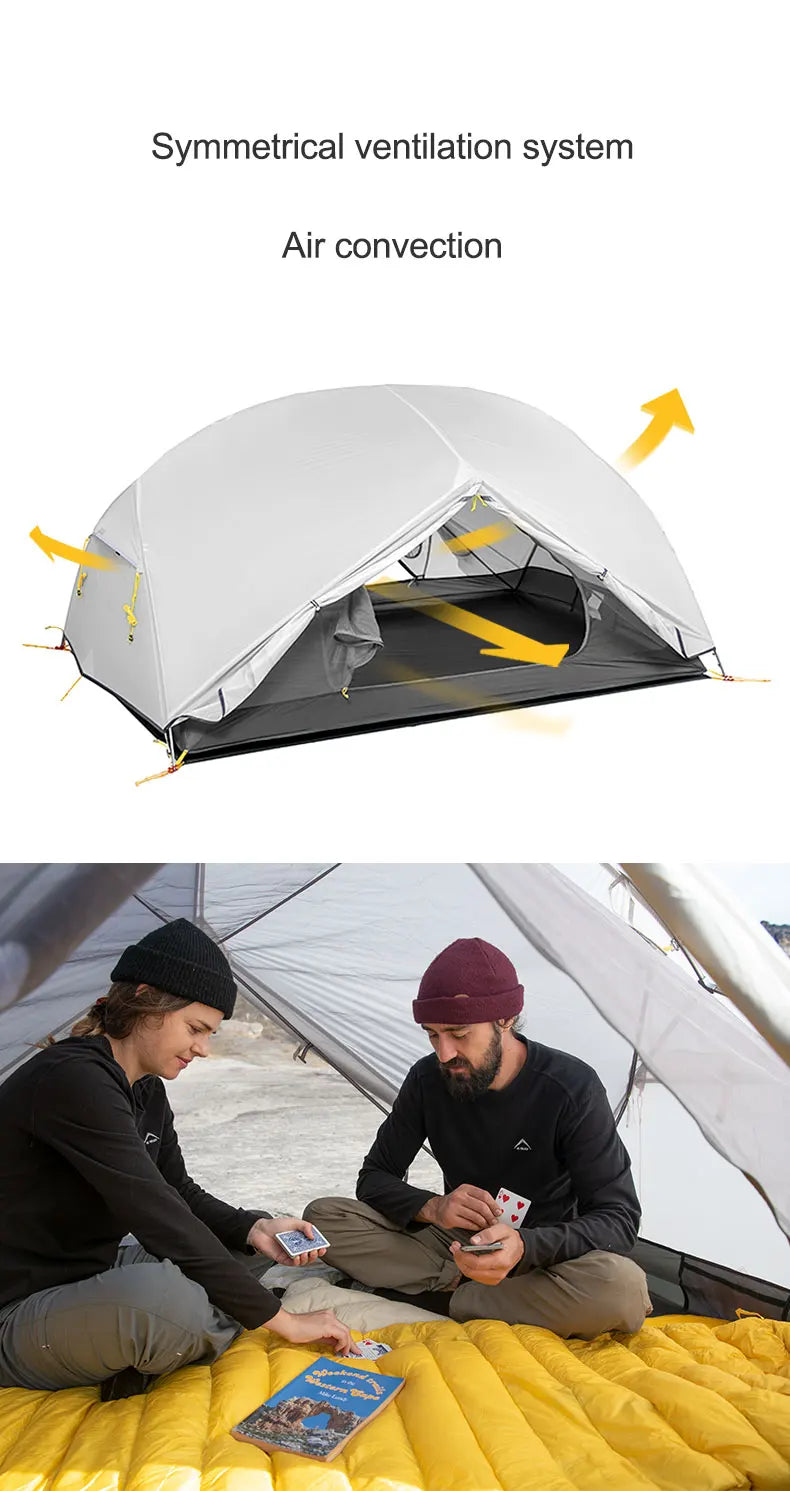 Naturehike Mongar UL 2 Zelt 2 Personen Trekkingzelt 20D Ultraleichtes Reisezelt Wasserdichtes Wanderzelt Überlebenszelt Outdoor Camping Zelt