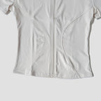 Slim Fit Kurzarm Yoga Shirt Damen Stehkragen Reißverschluss Jacke High End Lauf Sport Fitness Top