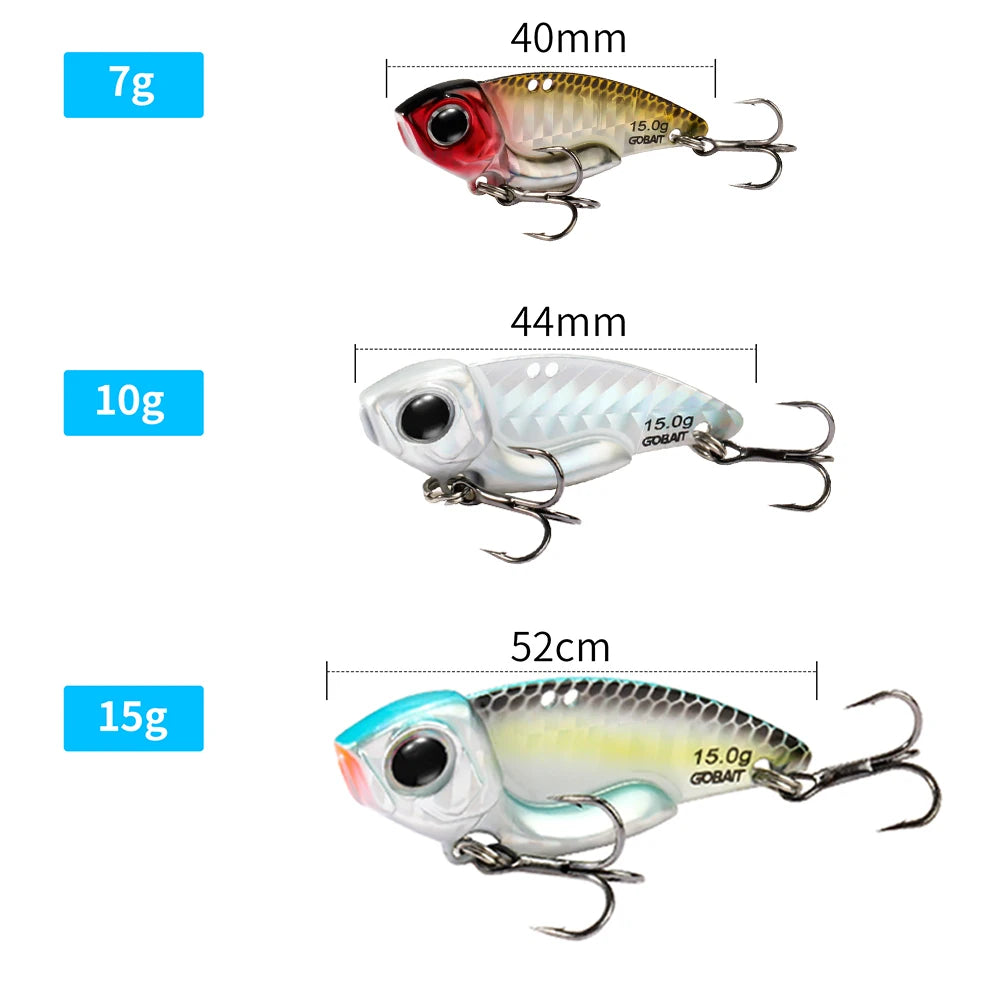 Metall Jig VIB Köder 7g 10g 15g Löffel Spinner Laserlackierung Angelgerät Drillinge Swimbait Pesca Bait Spinnerbait VIBRATION