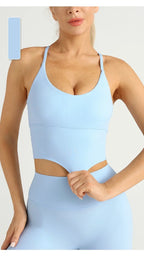 Einfarbiger Damen-Sport-BH mit nacktem Gefühl, sexy Kreuzrücken, Y-Form, Sport-BH, Fitness, Yoga, Joggen, Workout, Sport, Damen-Träger-BH