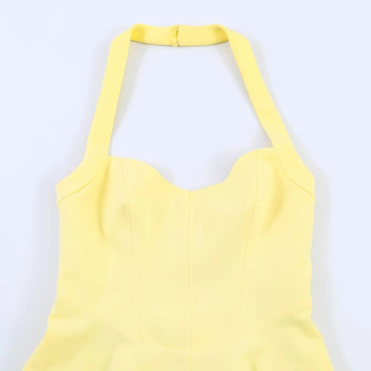 HH Sommer elegantes Neckholder-Faltenkleid einfarbig elegant kurz für Damen sexy rückenfreies ärmelloses Party-Minikleid Mujer