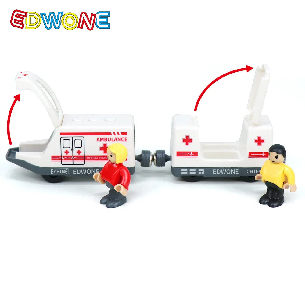 Hölzernes Elektroauto-Set Magnetischer Elektrozug mit kleiner Puppe Druckguss-Steckspielzeug-Set Kompatibel mit Eisenbahn-Holzschienenbahn Zweitbild