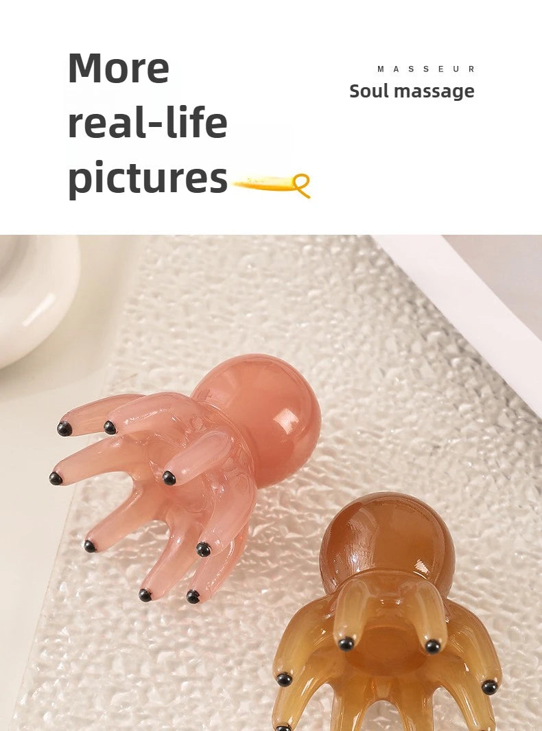 Resin Octopus Massage Comb Head Meridian Scraping Scalp Massage Brush Acupuncture SPA Gua Sha Massage Comb Fatigue Relief