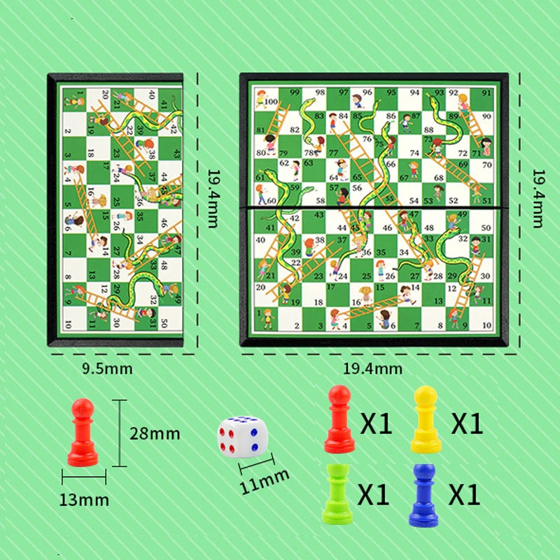 International Ludo Board Game for Kids: Portable Folding Chess Set, Educational Toy, Party Table Game for Elementary Students