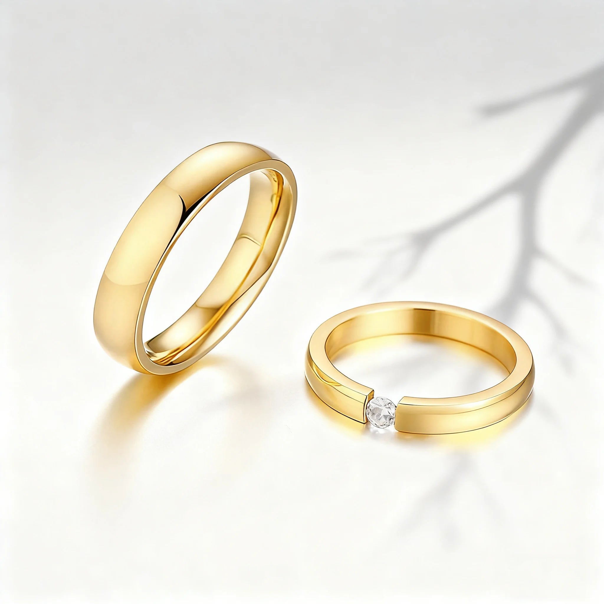 Personalisierte Paarringe als Geschenk mit Karte für Frauen und Männer, PVD-vergoldete Namensringe, Liebesschmuck, Eheringe, individuelle Namensringe, Hochzeitsgeschenke