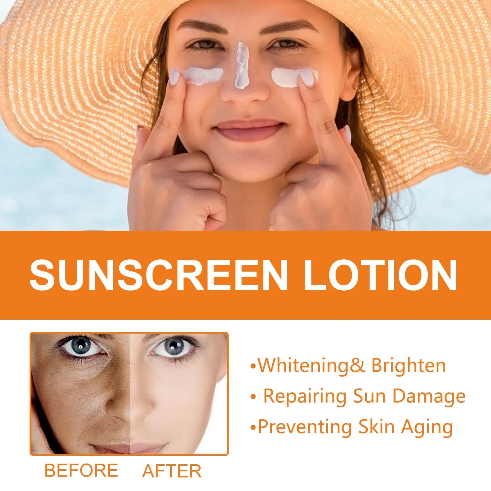 EELHOE Sonnenschutz Gesicht Ölregulierung UV-Isolation Anti-Sonne Feuchtigkeitsspendende Gesichts-Sonnencreme LSF 50 Gesichtsreparatur Hautpflege Sonnenbräunungslotion
