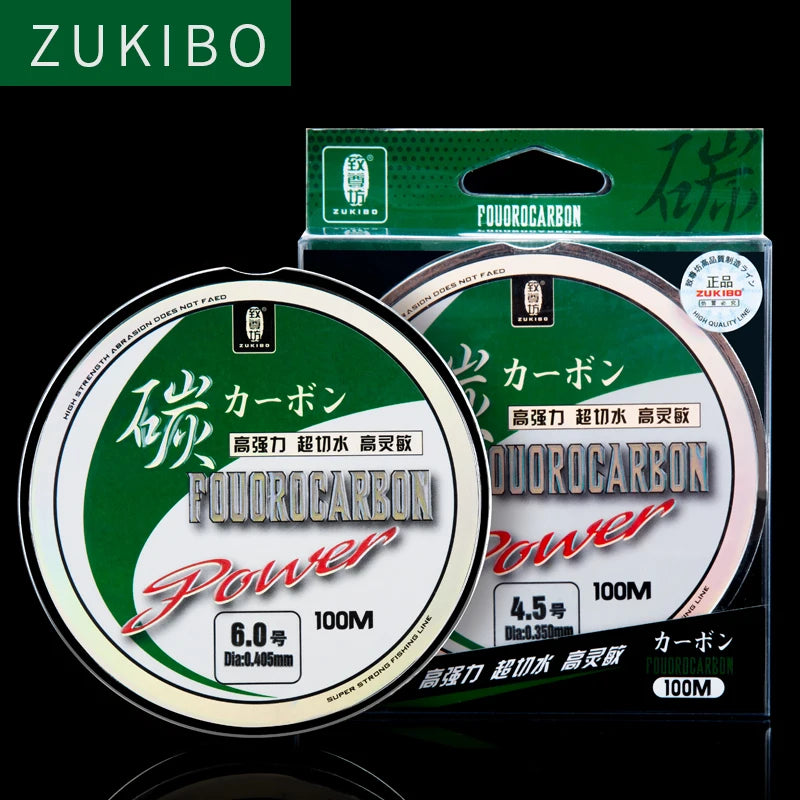 ZUKIBO 50M100M 100% Fluorocarbon Angelschnur Japanische importierte Kohlefaser-Schnur 1-25kg Monofilament Sinkende Schnur Meeresangeln