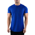 Herren Sommer Fitness Einfarbiges Gym T-Shirt Bekleidung Rundhals Kurzarm T-Shirt Baumwolle Slim Fit T-Shirt Bodybuilding Workout T-Shirts Oberteile