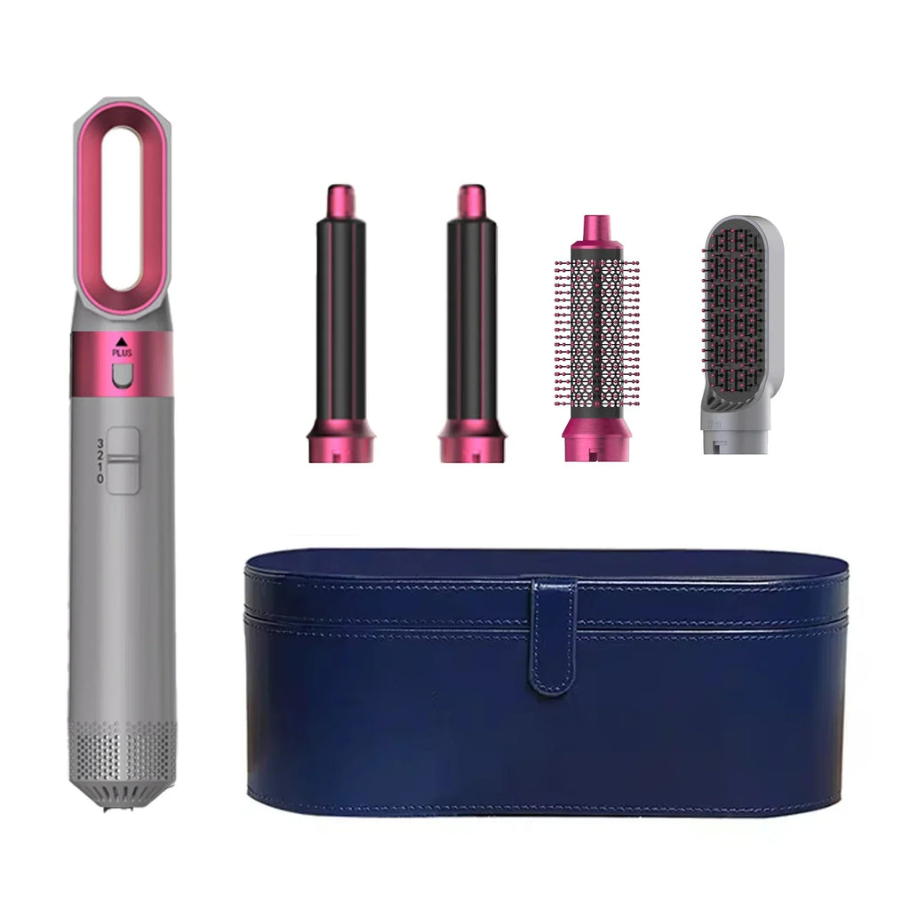 5-in-1-Haartrockner- und Heißluftkammbürste mit Lockenstab und Haarglätter zum schnellen Trocknen, Locken, Glätten und Stylen