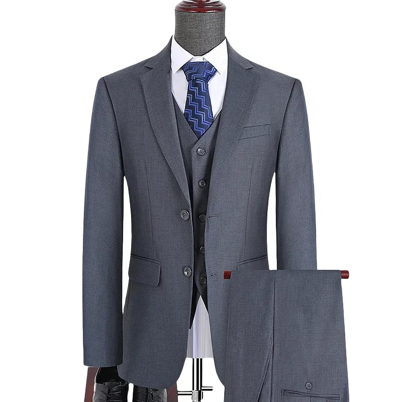 S-7XL Anzug Neu (Sakko + Weste + Hose) Koreanische Version der Slim-Fit-Arbeitskleidung Mode Business Herren Freizeit Hochzeits Gentleman-Anzug