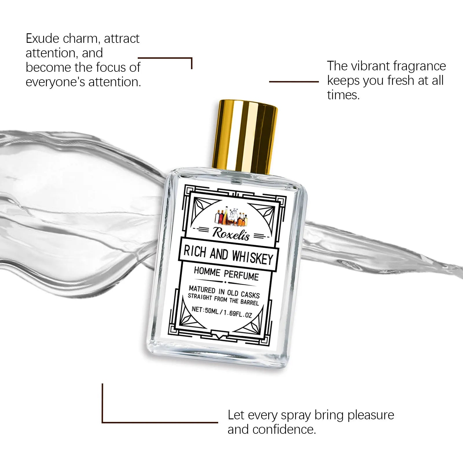 ROXELIS 50ml Rich And Whiskey Homme Parfum Lang Anhaltender Duft, Stärkt den persönlichen Charme, Zeigt selbstbewusst Stil und Eleganz Hauptbild