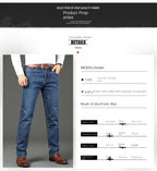 WTHINLEE Business Herren Jeans Casual Straight Stretch Mode Klassische Blaue Arbeits-Denim-Hosen Herren Markenbekleidung Größe 28-40