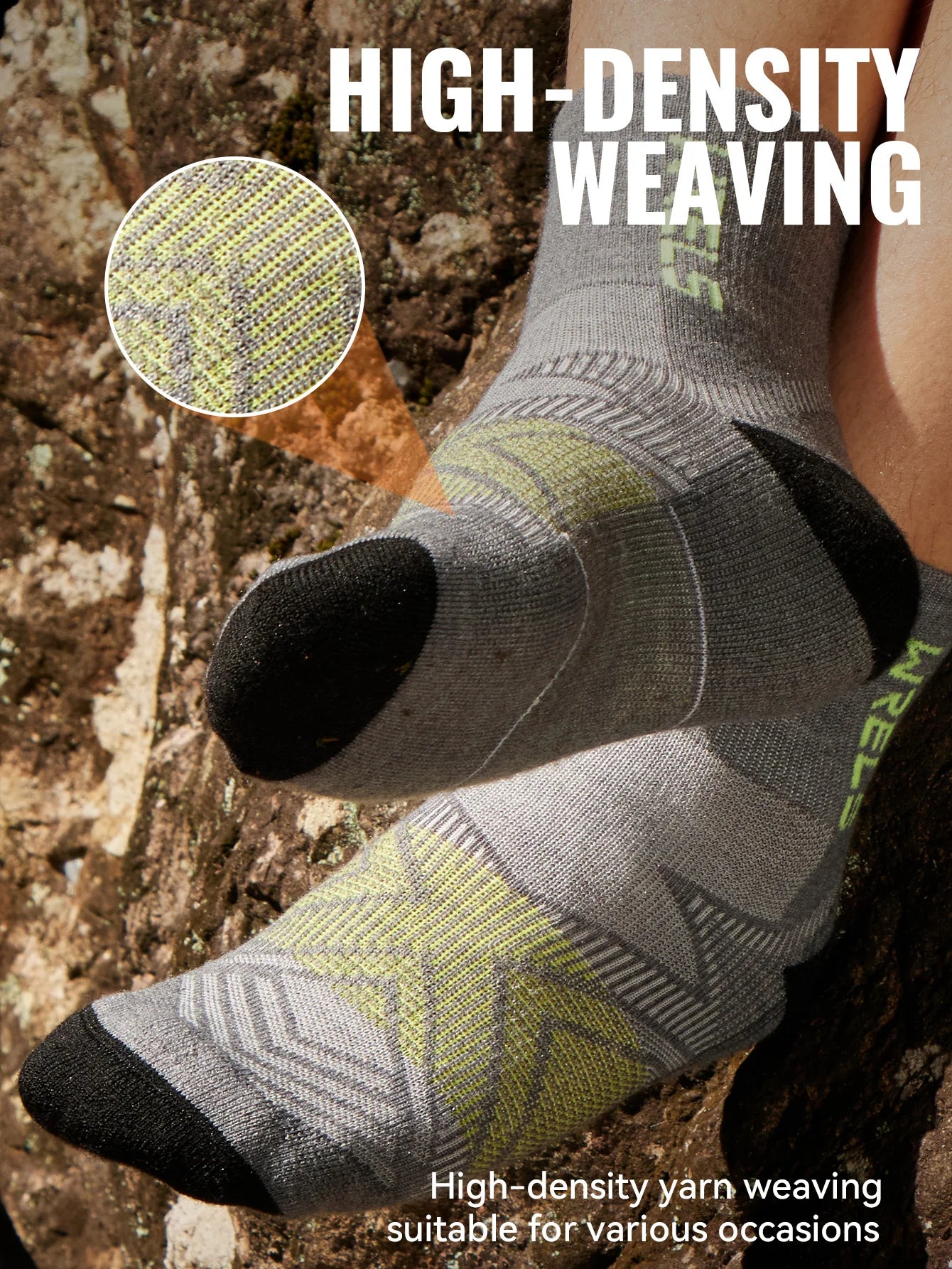 WRELS 1/2/3 Paar Merinowollsocken Wander-Laufsocken Atmungsaktiv Gepolstert Schweißableitend Warm Thermisch Kompressions-Wollsocken