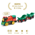 Hölzernes Elektroauto-Set Magnetischer Elektrozug mit kleiner Puppe Druckguss-Steckspielzeug-Set Kompatibel mit Eisenbahn-Holzschienenbahn