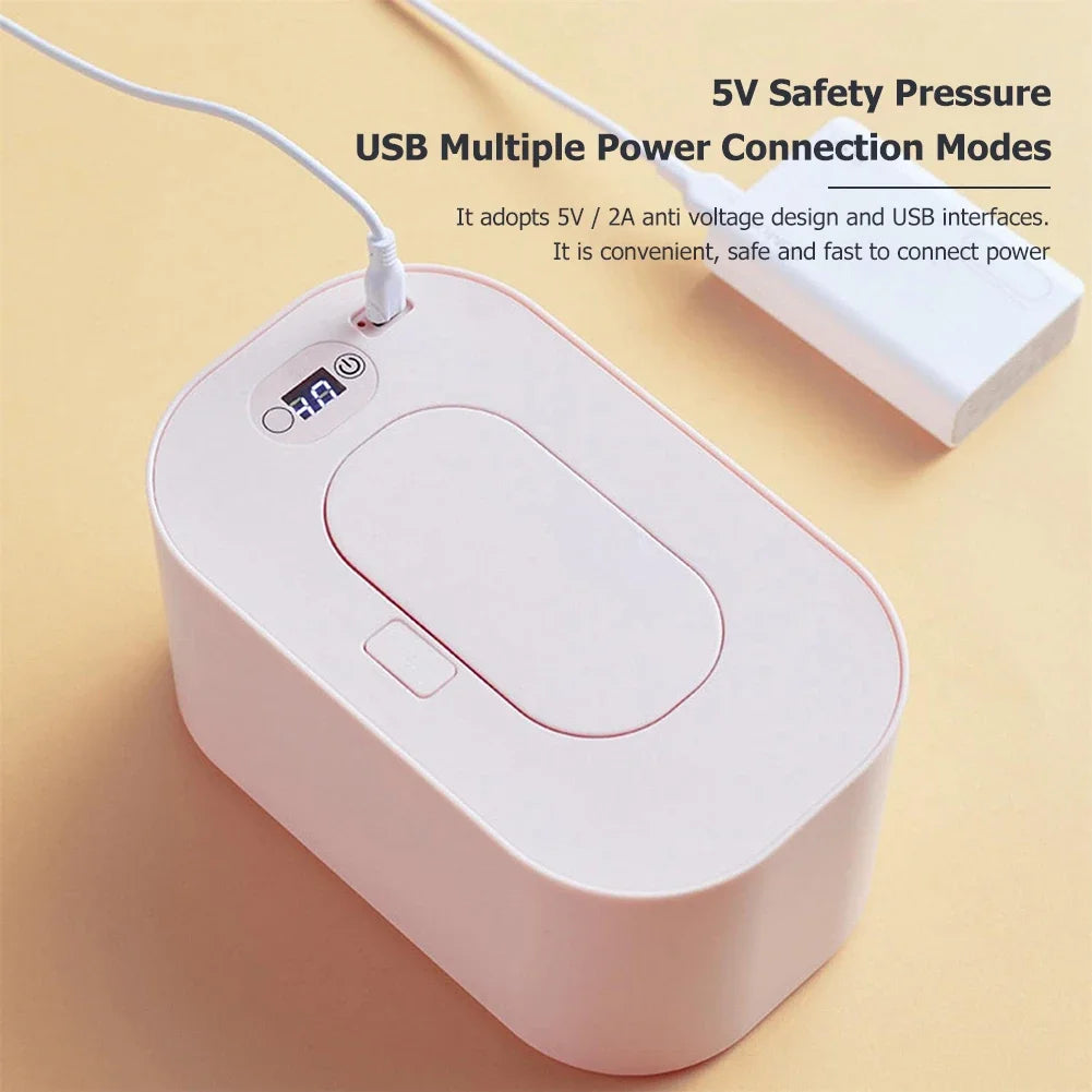 Tragbarer Baby-Feuchttücherwärmer Thermischer USB-Lade-Wickeltuchspender Warmer Wickeltuchwärmer Heizbox für Zuhause