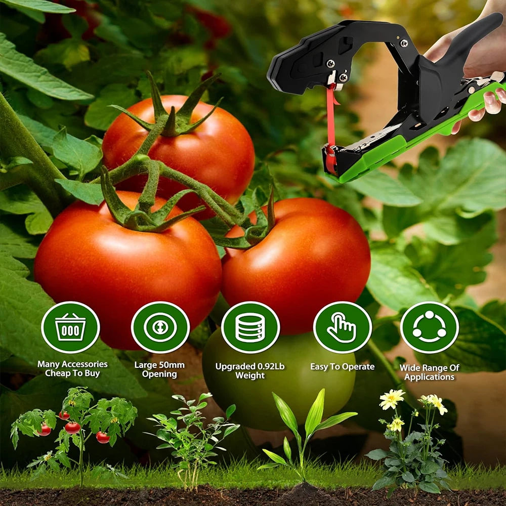 Tomaten-Bindemaschine - Neues Gartengerät zum Binden von Sämlingsreben, Gemüse-Anbindezange mit Bändern für Hausgarten und Zweigbefestigung