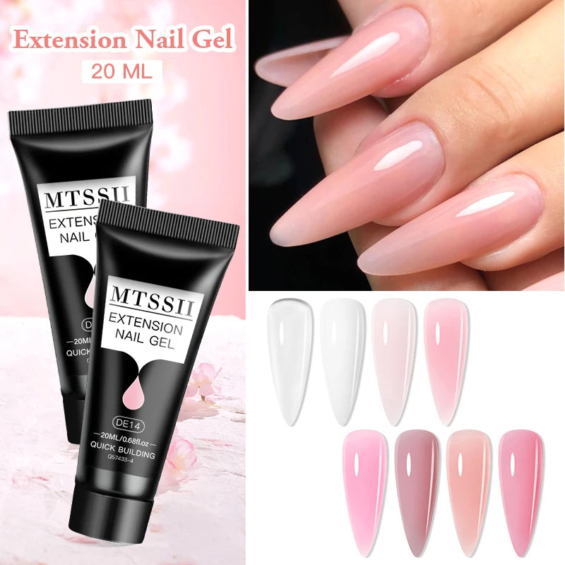 24-teiliges Set 20ml Poly Nail Extension Gel Kit Mini-UV-Lampe Versiegelung mit Basislack Überlack Professionelles Poly-UV-Nagelgel-Kit Starter-Kit