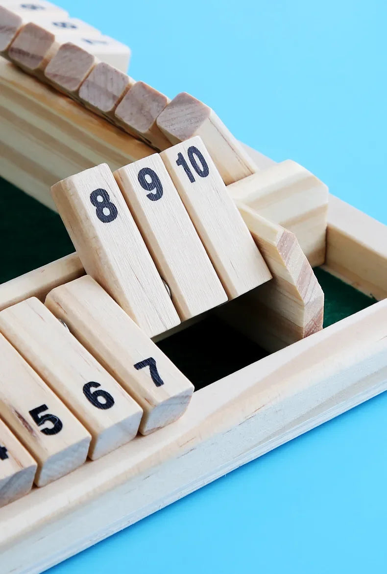 Holzwürfel-Brettspiel Shut The Box für 4 Spieler Klappen & Würfel Spiel Eltern-Kind Interaktion Familienunterhaltung