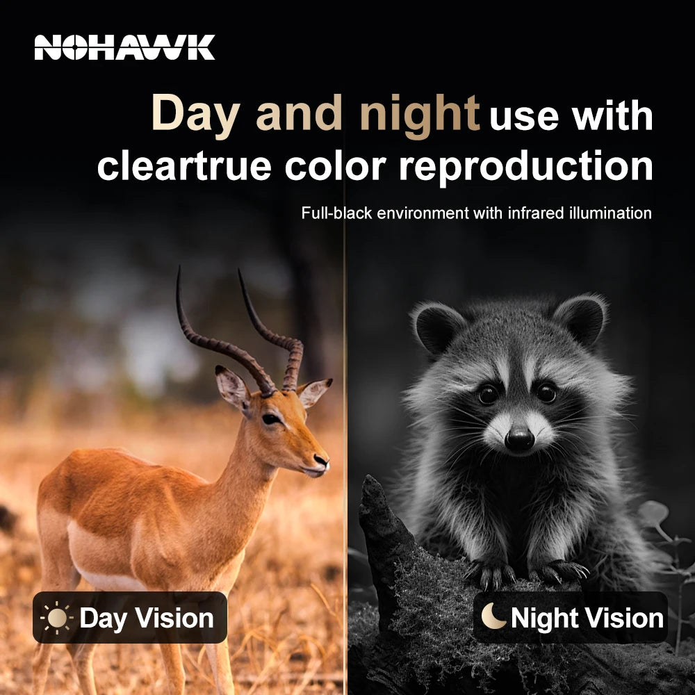 NOHAWK 2K Digitales Nachtsichtfernglas mit Laserentfernungsmesser, 4-stufig einstellbarem Infrarot, Foto-/Videoaufzeichnung für die Jagd