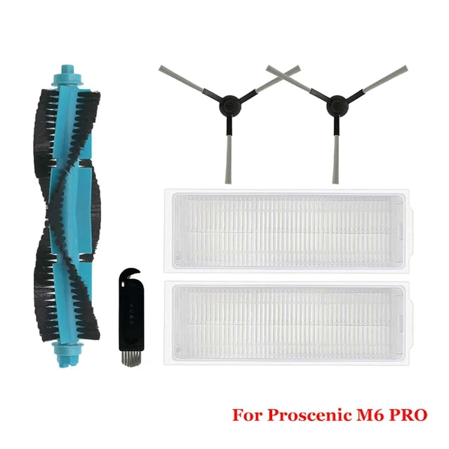Zubehör für Proscenic M6 Pro Saugroboter Ersatzteile Hauptbürste Seitenbürste Hepa-Filter Wischtuchpad Ersatzteile