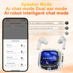 Übersetzung Kopfhörer mit Touchscreen Kabellos Bluetooth 5.4 Smart Earphone HiFi Audio Hohe Qualität Transparente Hülle Headset
