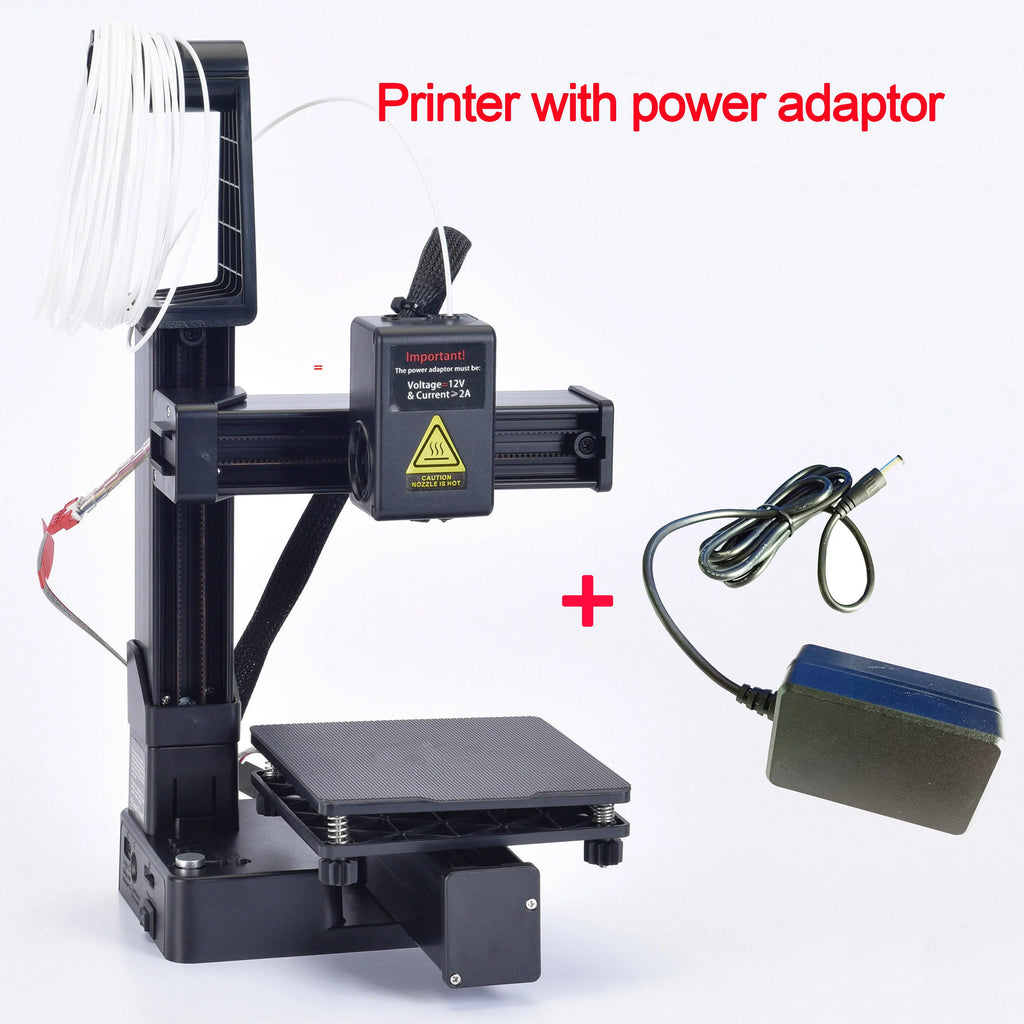 EasyThreed 3D-Drucker Einsteigermodell, kompatibel mit PLA- und TPU-1,75-mm-Filament, inklusive Netzadapter.
