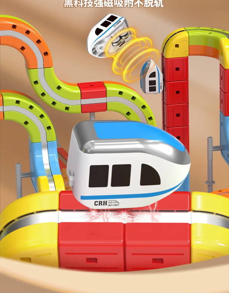 Magnetisches Bullet Train Set für Kinder mit elektrischer Lokomotive, DIY-Gleisbausteinen, pädagogischem MINT-Bauspielzeug, Geburtstagsgeschenk