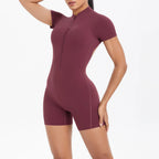 Reißverschluss Gym Jumpsuit Kurz Damen Yoga Sets Sport Outfits Weibliche Yoga Overalls Workout Kleidung Fitness Anzug Damen Trainingsanzug