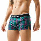SEOBEAN Klassische Herren Boxershorts kariert 100% Baumwolle Unterwäsche Boxershorts U-konvexer Beutel Pfeil Panties Shorts Herren Schlafunterteile