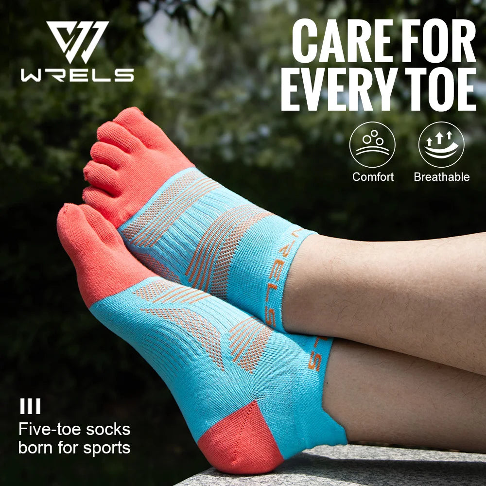 WRELS Zehensocken Laufsocken für Herren Damen Atmungsaktive Fünf-Finger-Socken Hochleistungs-Sport-Fünf-Zehen-Socken