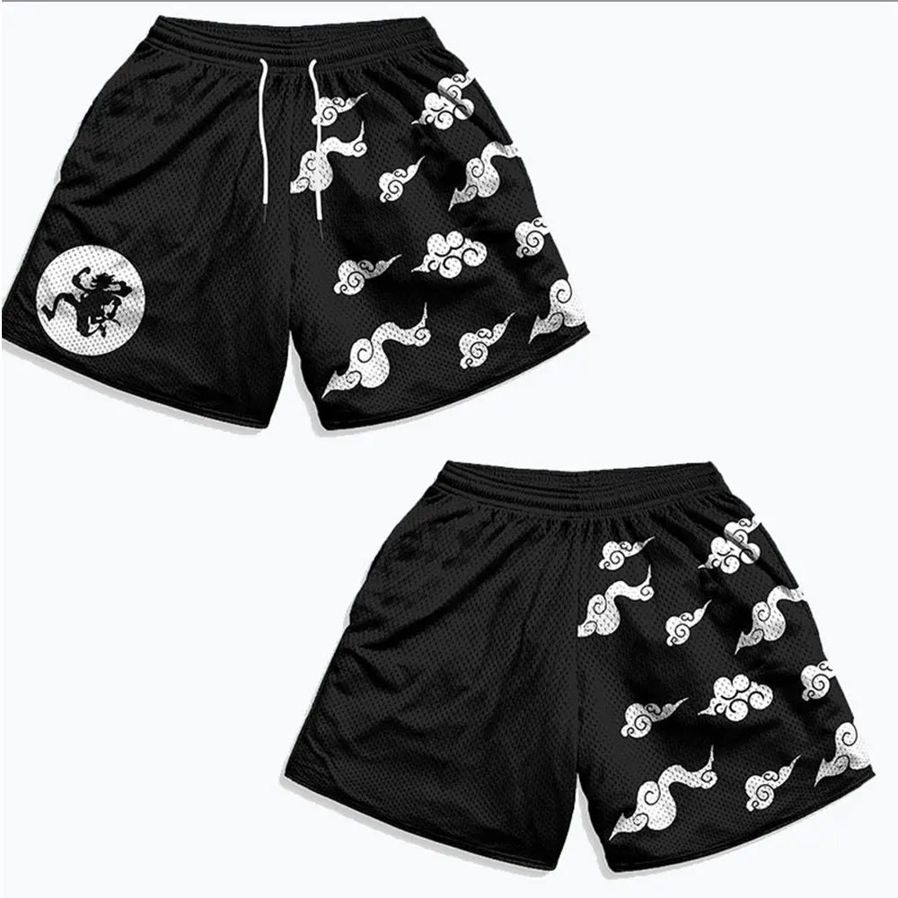 Anime Herren-Sporthosen 3D Bedruckte Shorts Schnell Trocknende Mesh Casual Boardshorts für den Sommer zum Joggen Fitness Basketball