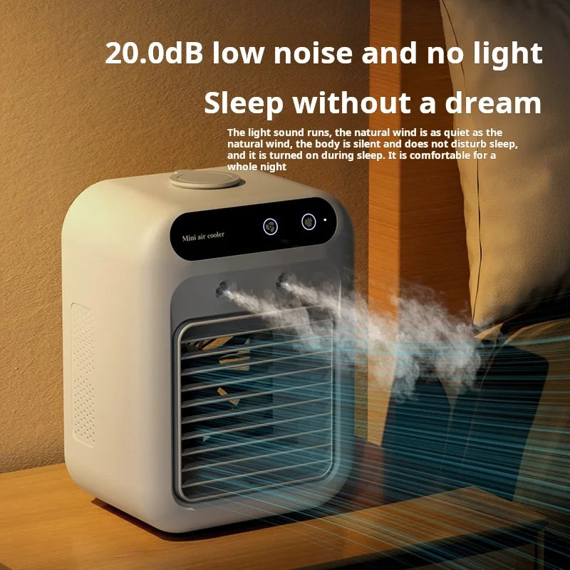 Mini USB Schreibtischventilator, tragbar, leise, kühler Klimaanlage für Schlafzimmer und Zuhause mit Befeuchtungs-Sprühfunktion, Tischventilator Zweitbild