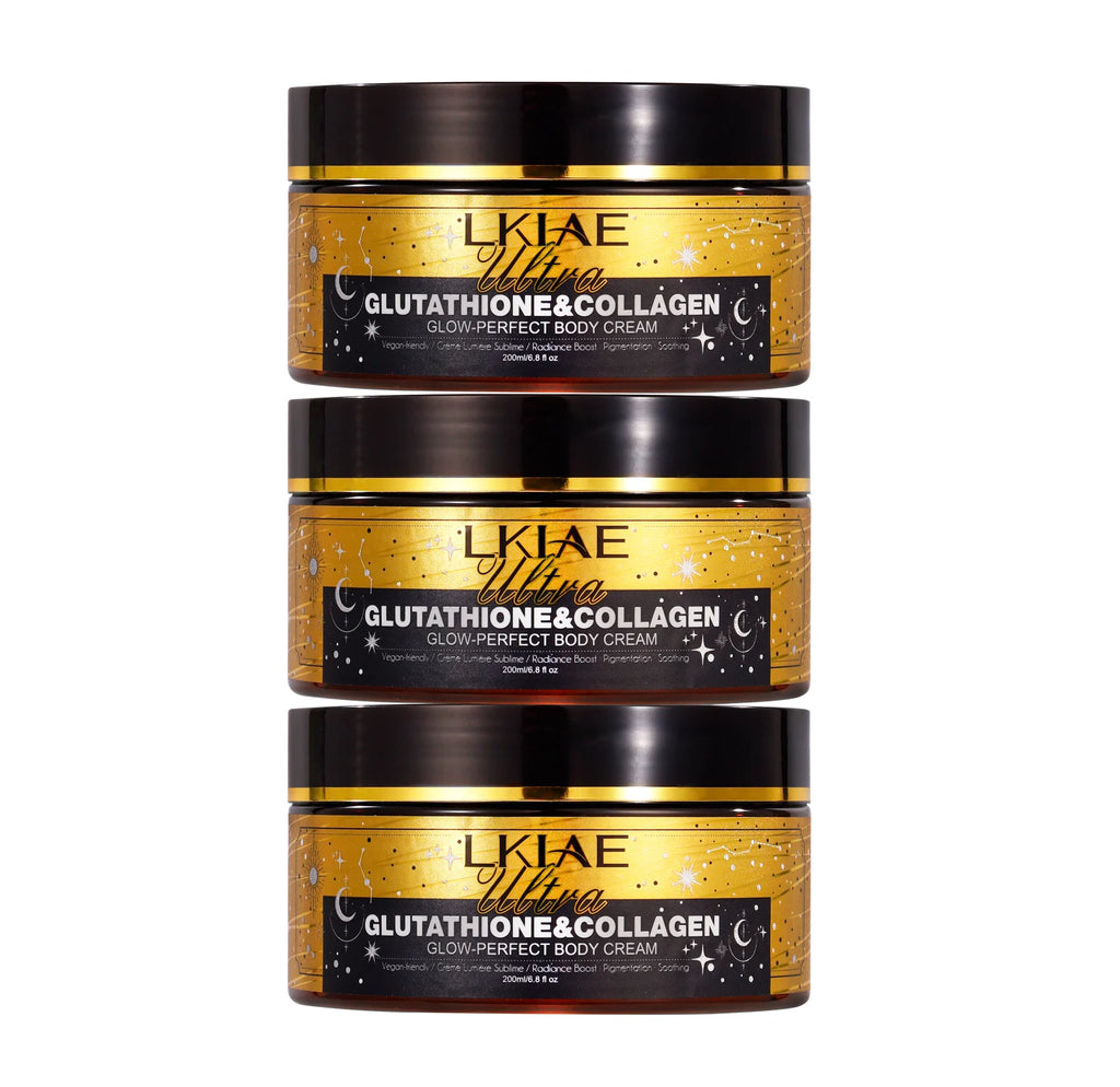 LKIAE Ultra Glutathione Kollagen Haut Leuchtende Körpercreme, 24-Stunden Intensive Feuchtigkeit, Aufhellend, Tiefenpflege & Glanz, 200ml