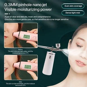 Nano-Spray- & Sauerstoffinfusions-Gesichtsgerät – feuchtigkeitsspendendes und aufhellendes Gerät für das Home-Spa, tragbares Hochdruck-Hautpflegegerät