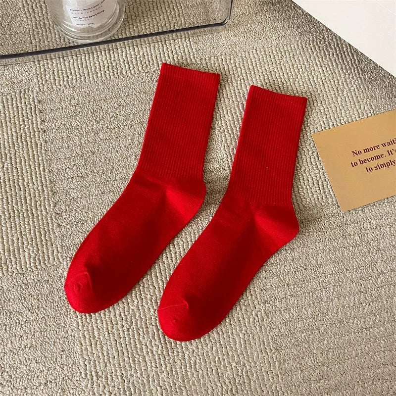 33 Farben Sommer Baumwolle Weiche Socken Fröhlich Bunte Damen Mid-Tube Strümpfe Modetrend Rot Grün Knöchelsocken Herbst Strumpfwaren