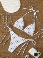 Sexy Micro-Bikini-Sets mit Perlenpunktdruck, Bademode 2026, Badeanzug für Damen, Strandkleidung, Damen Strand Sommer Bikini, zweiteiliger Badeanzug
